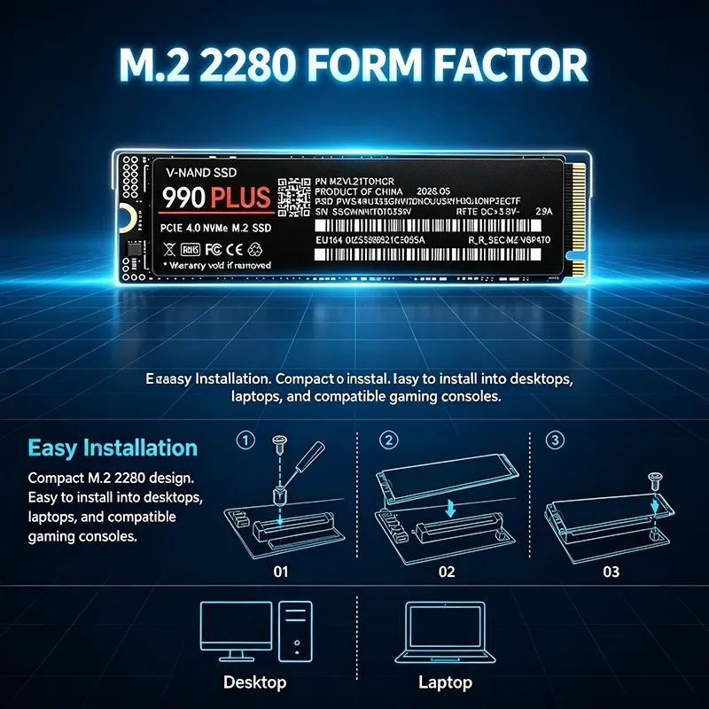 990 Plus SSD 500GB/1TB/2TB/4TB - огляд і ціна M.2 Nvme 4Tb Pcie 4.0 Ssd