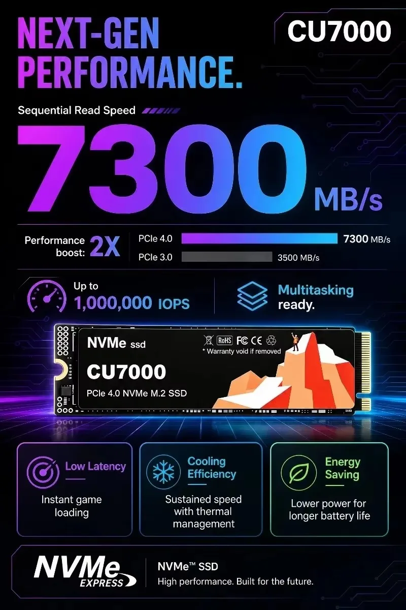 CU7000 SSD M.2 NVMe Internal S - огляд і ціна M.2 Nvme 4Tb Pcie 4.0 Ssd